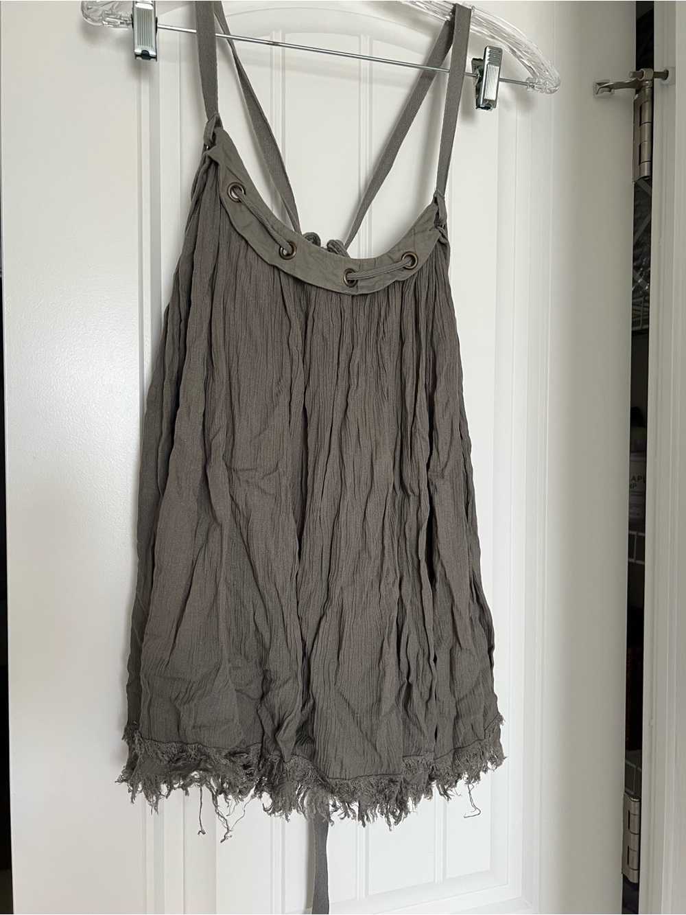 Anthropologie Gray Crinkled Sleeveless Dress